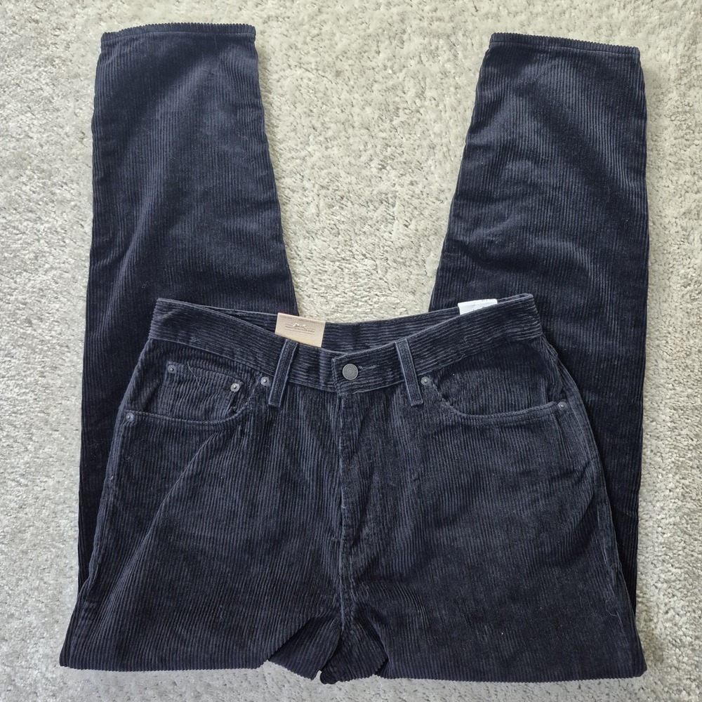 Levi's High Waisted Mom Chino Womens 31x30 Black Corduroy Relaxed Taper 90s USA